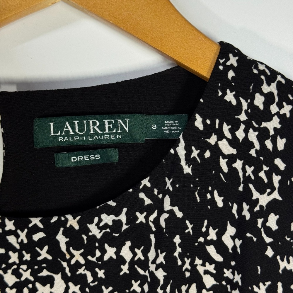 Lauren Ralph Lauren Women's Dress 8 Black White Sleeveless A-Line Elegant - Picture 5 of 10